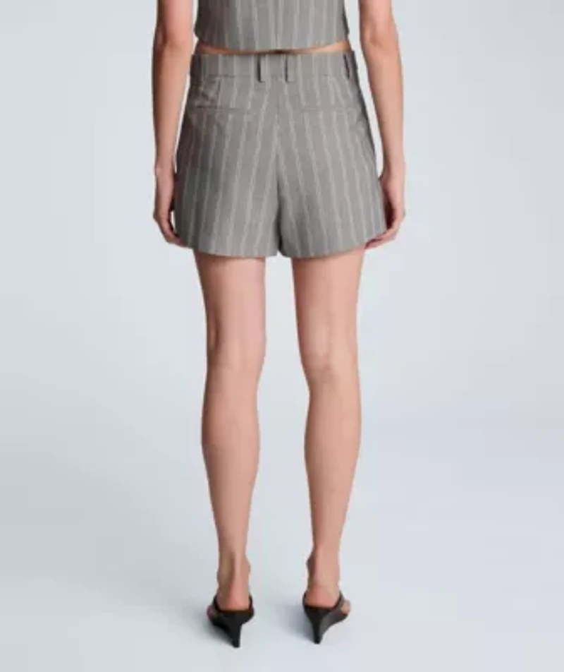 Pinstripe Fly Front Short