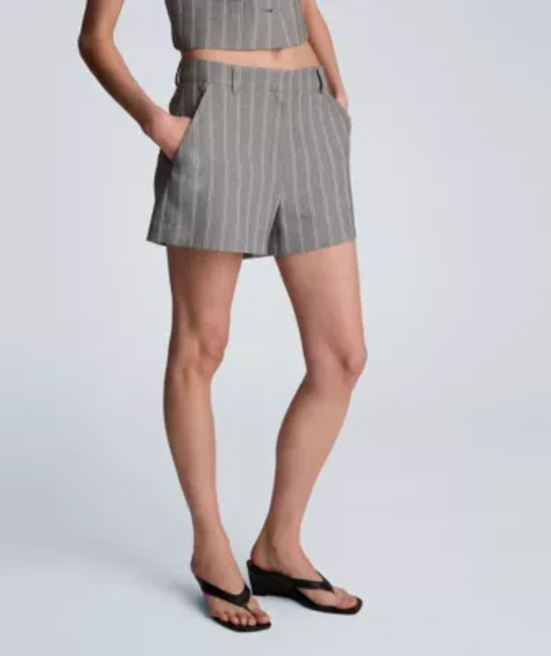 Pinstripe Fly Front Short
