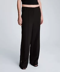 Fly Front High Rise Wide Leg Zipper Pintuck