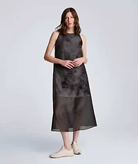 Sheer Overlay Mini Crew neck A-line Dress
