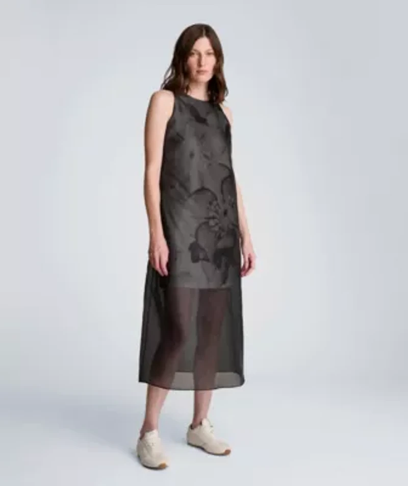 Sheer Overlay Mini Crew neck A-line Dress