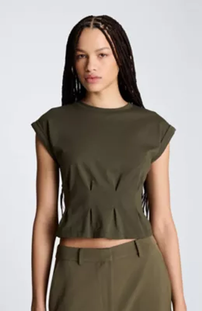 Extended Shoulder with Peplum Waist Tee
