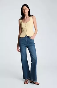 Curved Peplum Four Button Vest