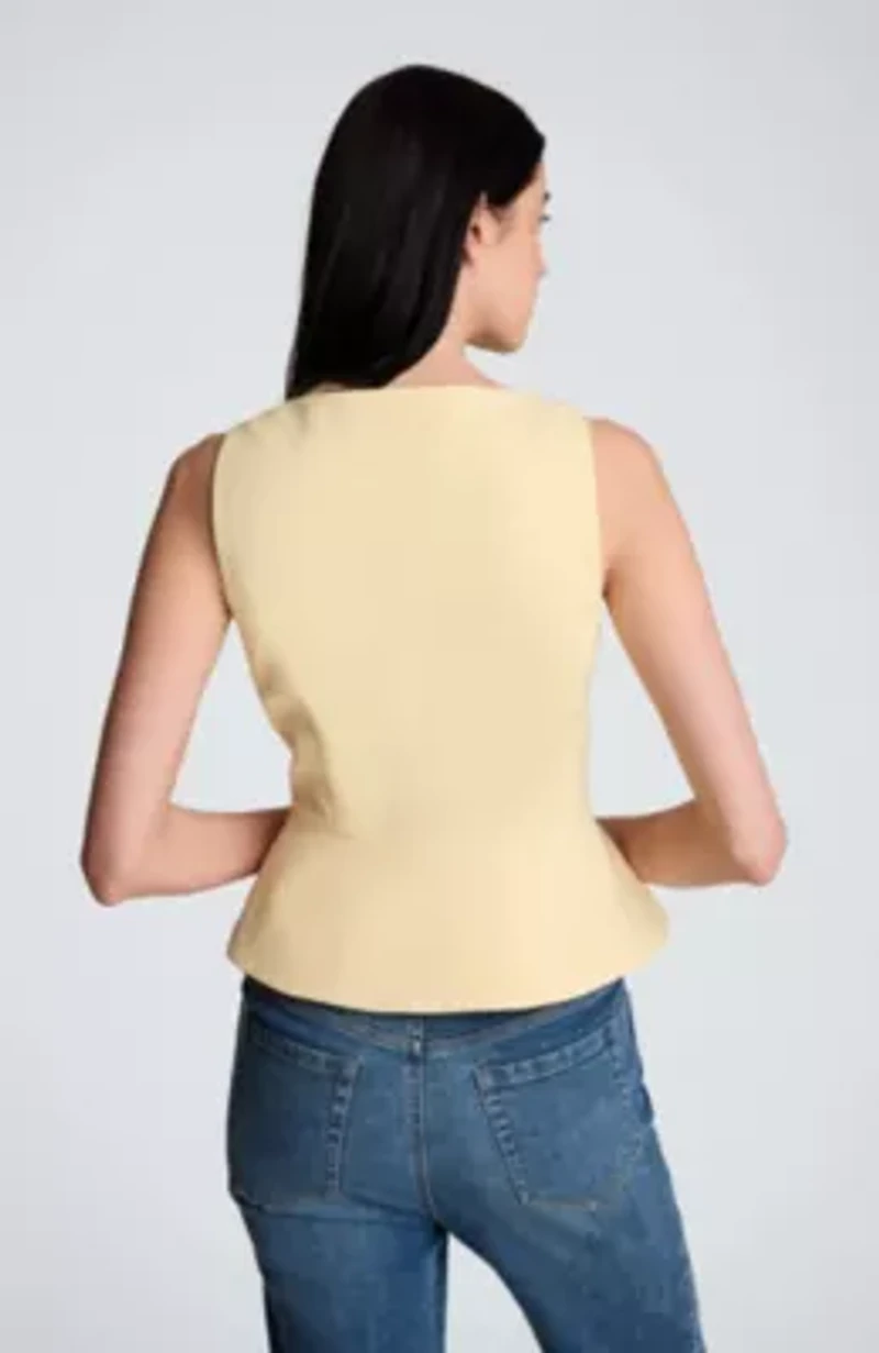 Curved Peplum Four Button Vest