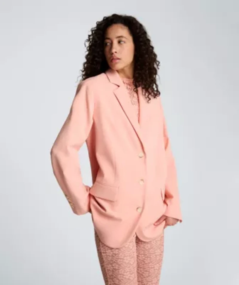 Three Button Boyfriend Jacket with Flap Pockets