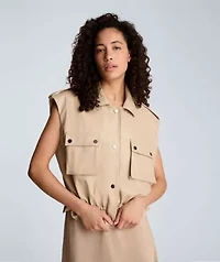 Snap Front Jacket with Drawcord Waist
