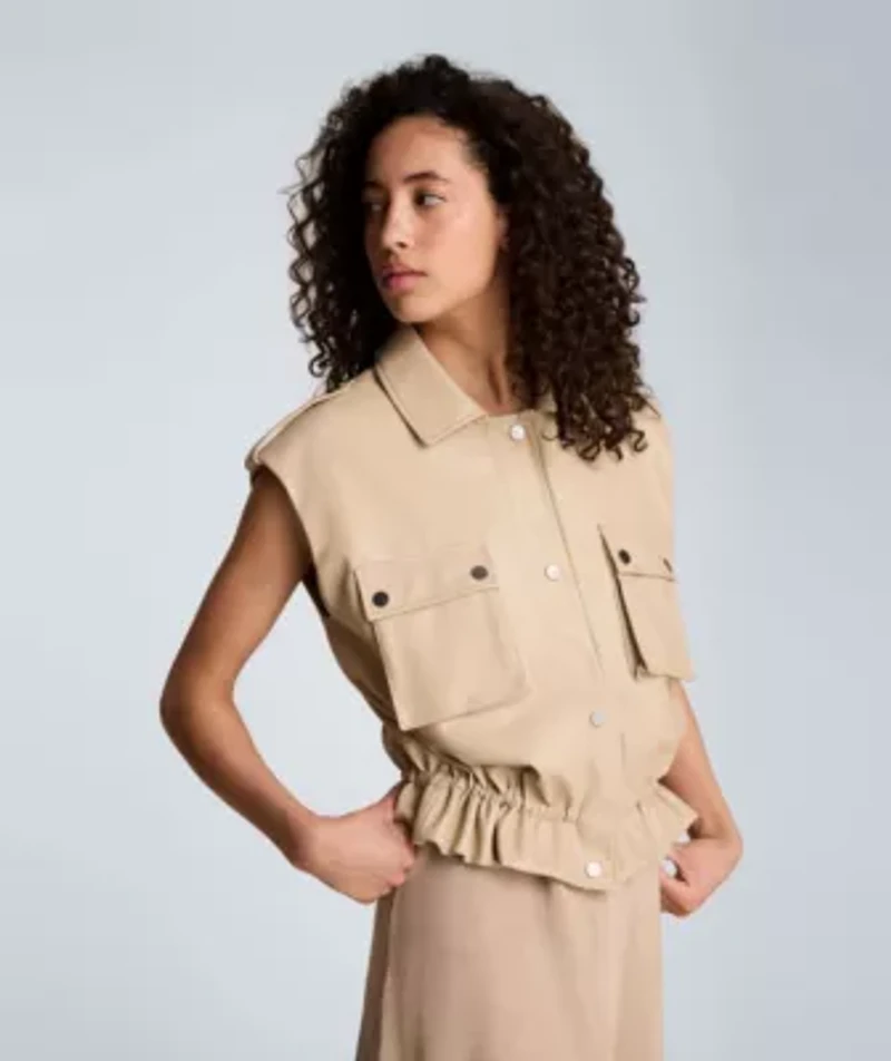 Snap Front Jacket with Drawcord Waist