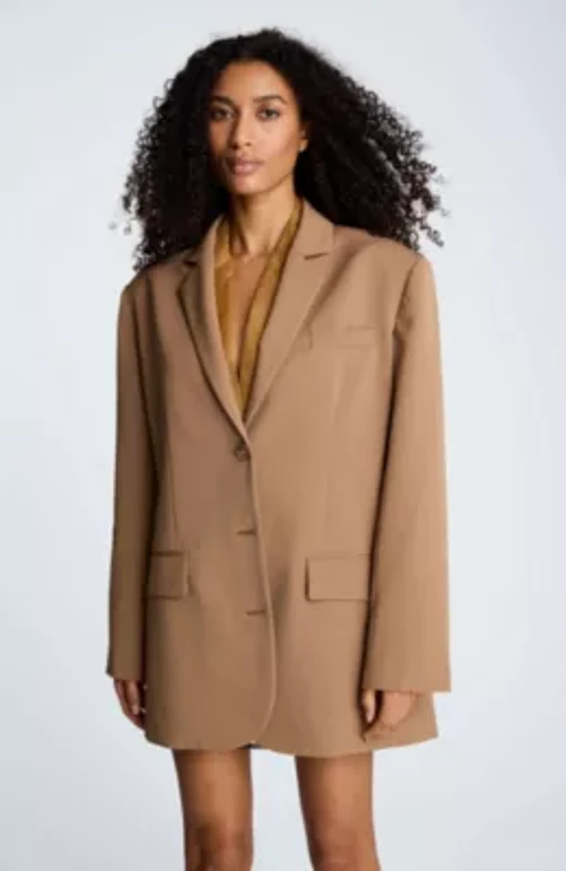 Three Button Boyfriend Jacket With Flap Pockets