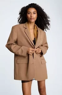 Three Button Boyfriend Jacket With Flap Pockets