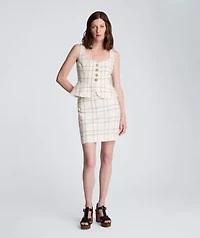 Curved Peplum Vest with Four Buttons