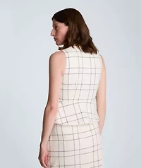 Curved Peplum Vest with Four Buttons