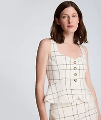 Curved Peplum Vest with Four Buttons