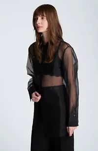 Oversized Button Front Shirt with Long Sleeves