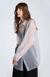 Oversized Button Front Shirt with Long Sleeves