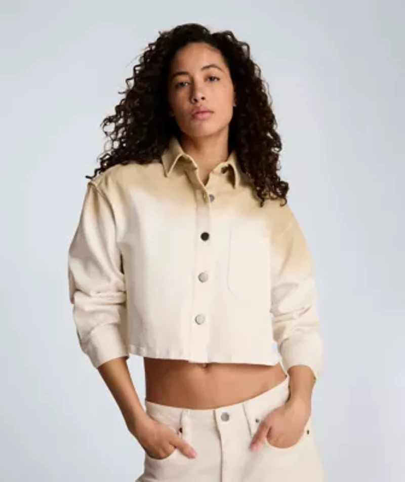 Long Sleeve Button Up Cropped Shirt