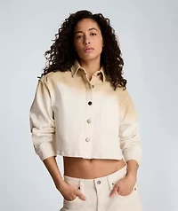 Long Sleeve Button Up Cropped Shirt