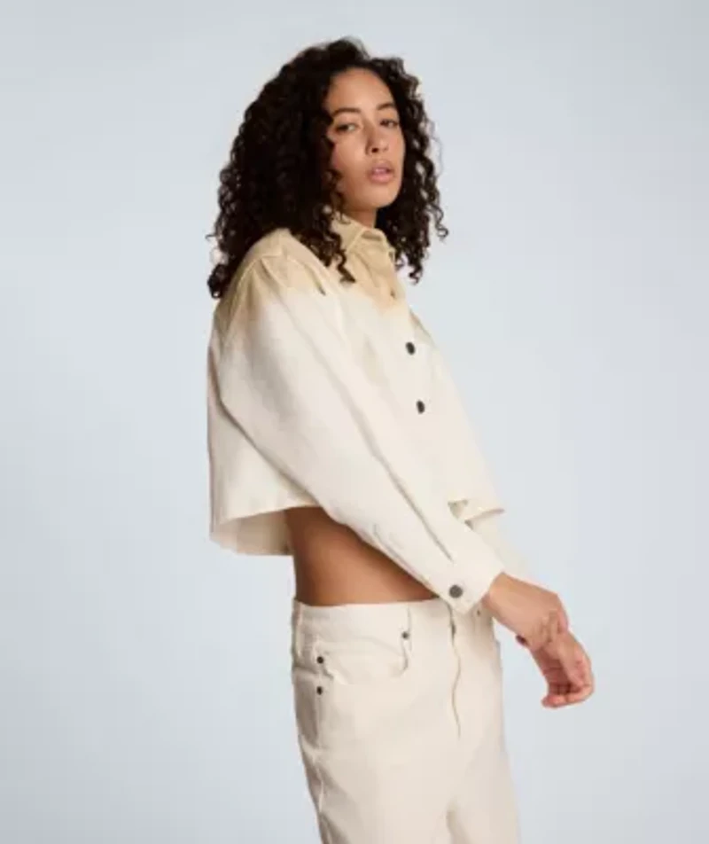 Long Sleeve Button Up Cropped Shirt