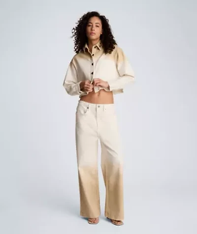 Fly Front High Rise Wide Leg Pant