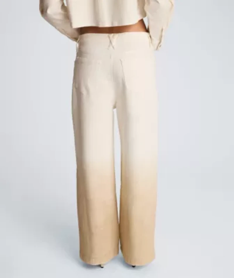 Fly Front High Rise Wide Leg Pant