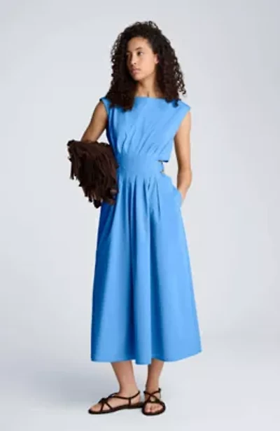 Cinched Boat Neck Midi D Ring Cinch Detail Dress