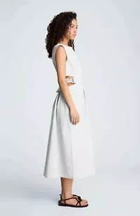 Cinched Boat Neck Midi D Ring Cinch Detail Dress