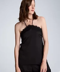 X-back Halter with Lace Trim