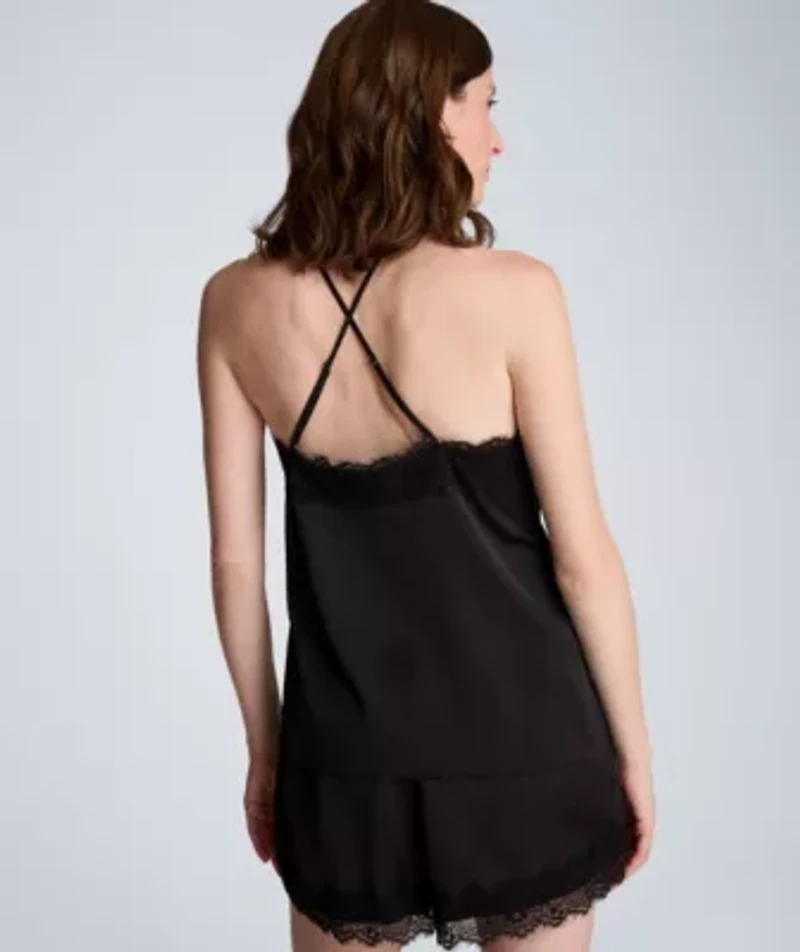 X-back Halter with Lace Trim