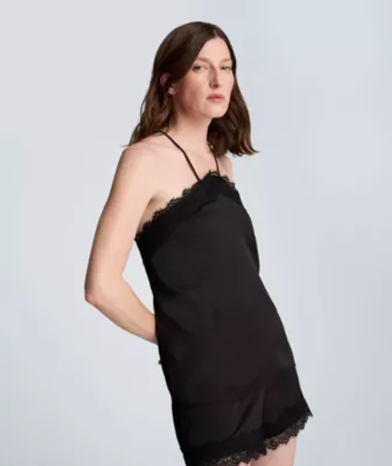 X-back Halter with Lace Trim