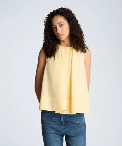 Paperbag Neck Sleeveless Tent Button Front Shirt