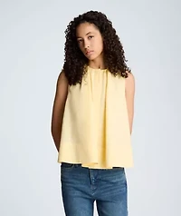 Paperbag Neck Sleeveless Tent Button Front Shirt