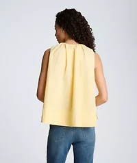 Paperbag Neck Sleeveless Tent Button Front Shirt