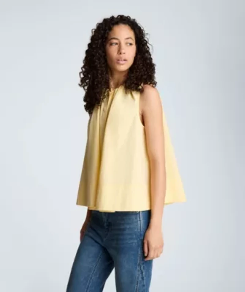 Paperbag Neck Sleeveless Tent Button Front Shirt