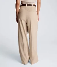 Fly Front High Rise Wide Leg Slash Pocket Pant with Belt