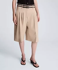 High Rise Fly Front Pleat Short with Double Belt