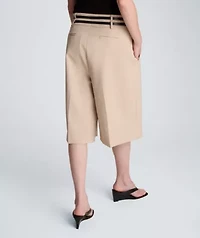 High Rise Fly Front Pleat Short with Double Belt