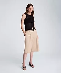 High Rise Fly Front Pleat Short with Double Belt