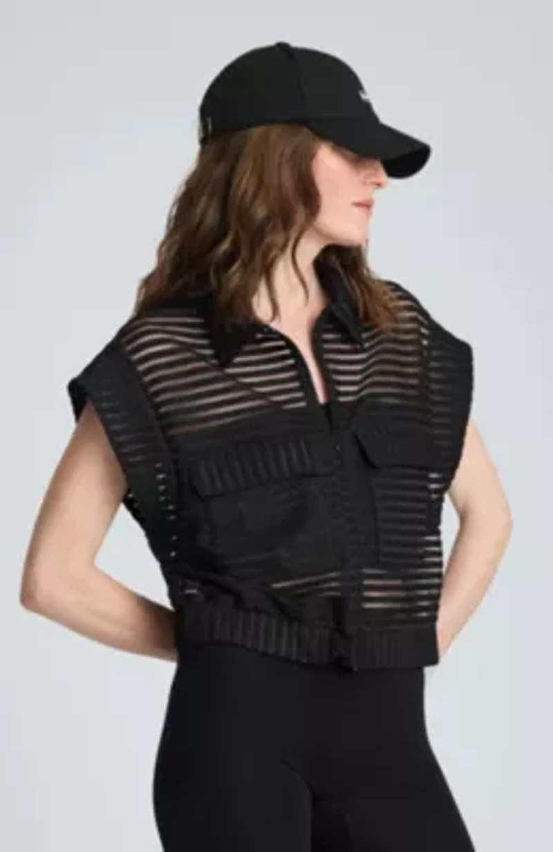 Sleeveless Cardigan With Chest Pockets