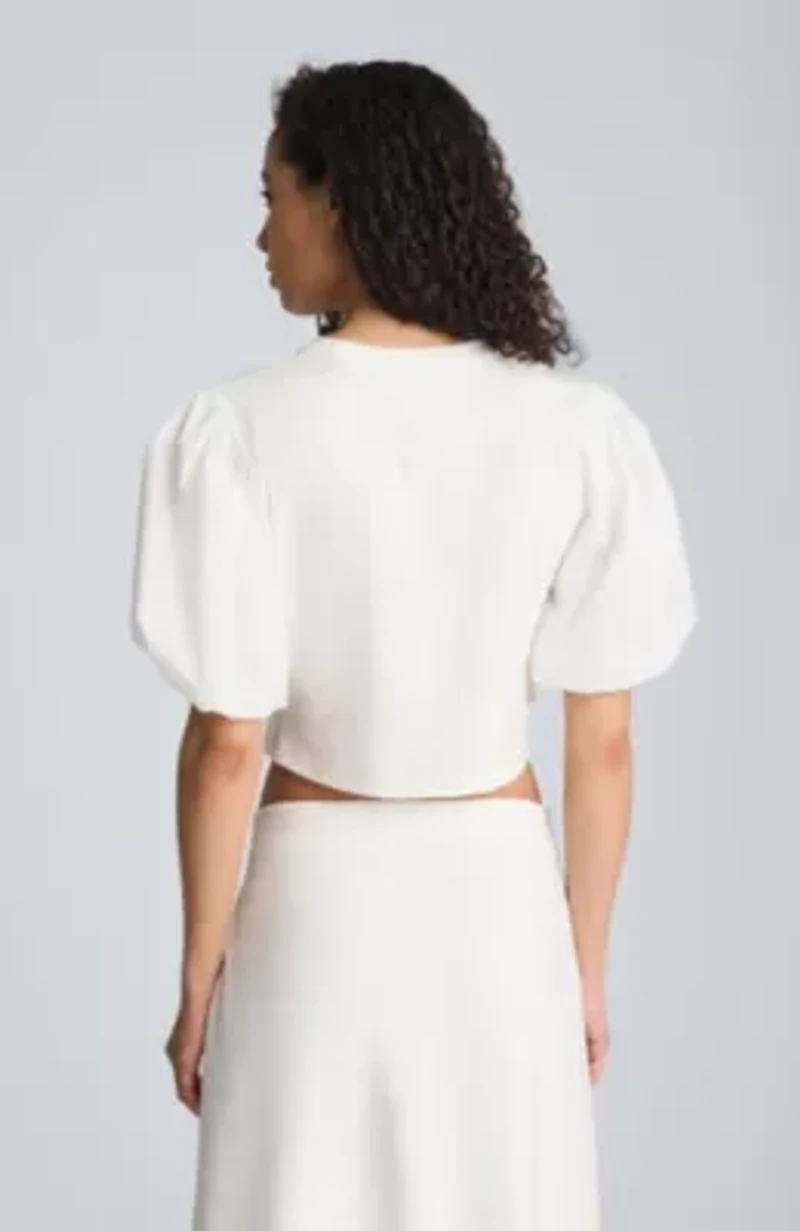 Puff Sleeve Wrap Tee