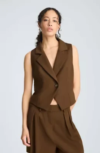 Fitted One Button Notch Collar Vest