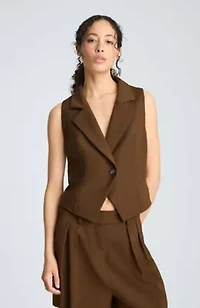 Fitted One Button Notch Collar Vest