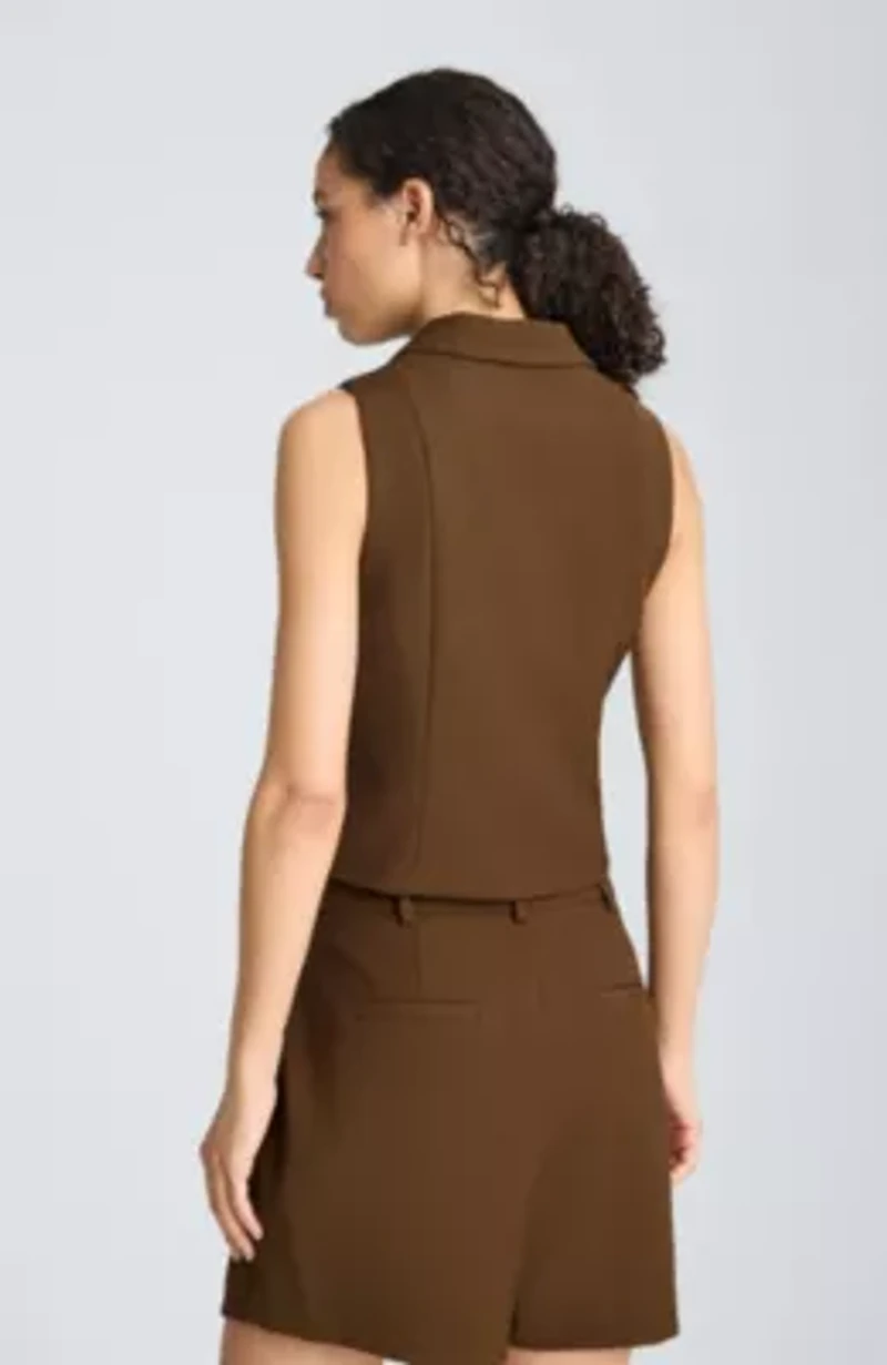 Fitted One Button Notch Collar Vest