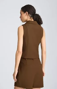 Fitted One Button Notch Collar Vest