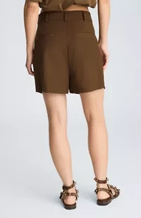 High Rise Fly Front Pleated Short