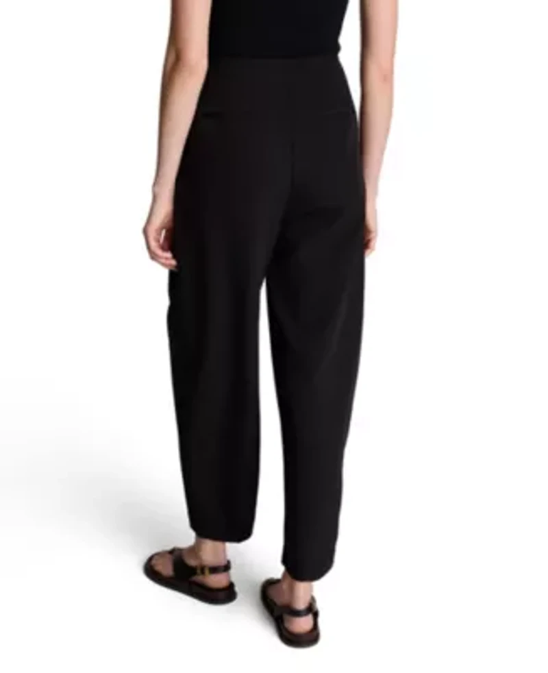 Fly Front Tapered Leg High Waisted Pleated Pant