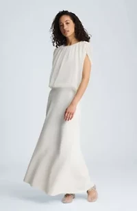 Pull On Maxi Skirt Bias Flared Unlined