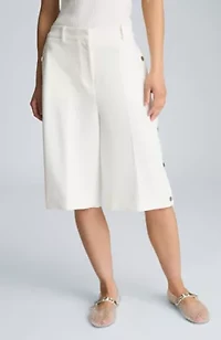 High Rise Fly Front Rivet Side Snap Long Short
