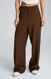 High Rise Fly Front Boyfriend Wide Leg with Side Piping Pant