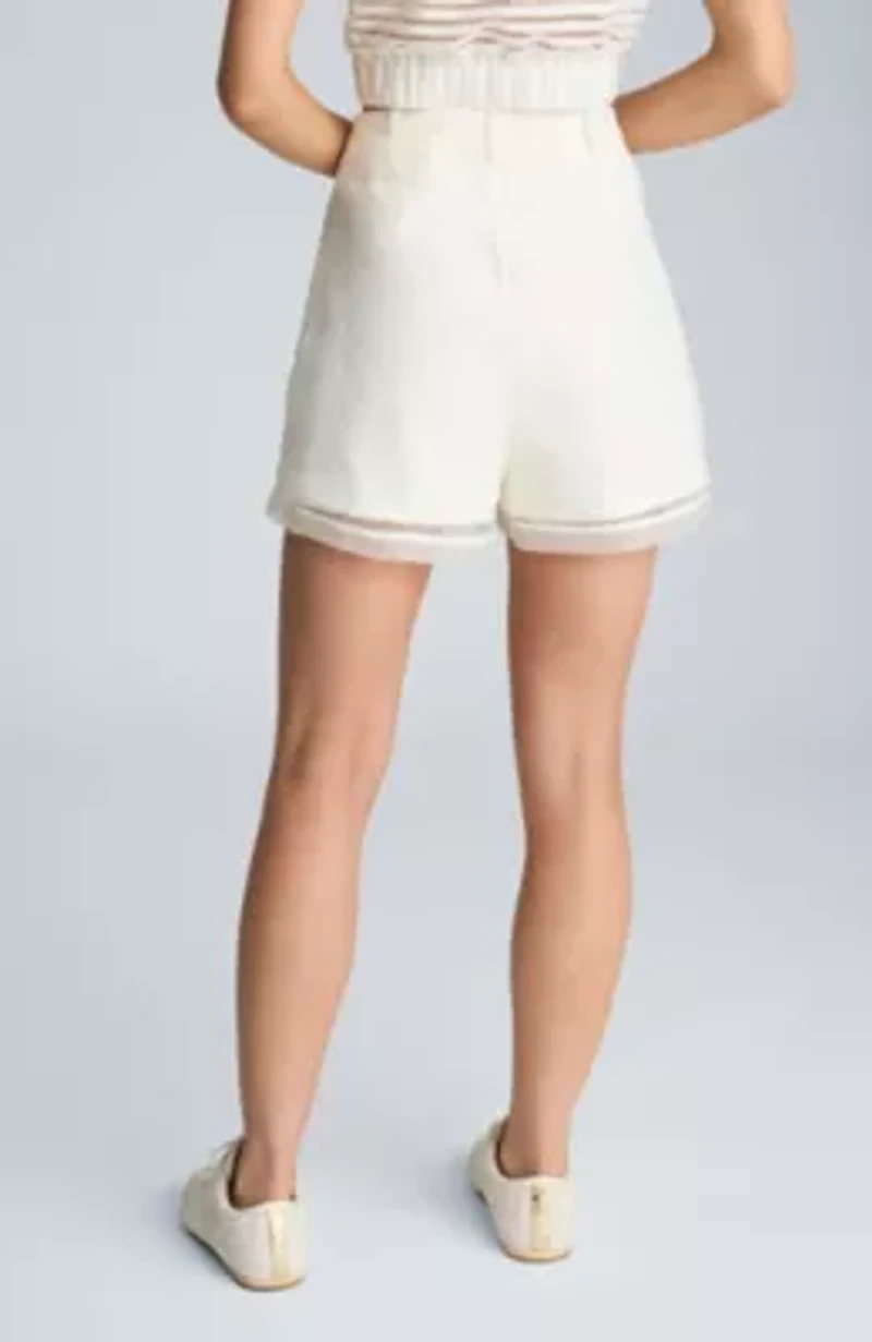 Fly Front High Rise Wide Leg Sheer Short