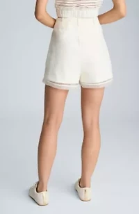 Fly Front High Rise Wide Leg Sheer Short
