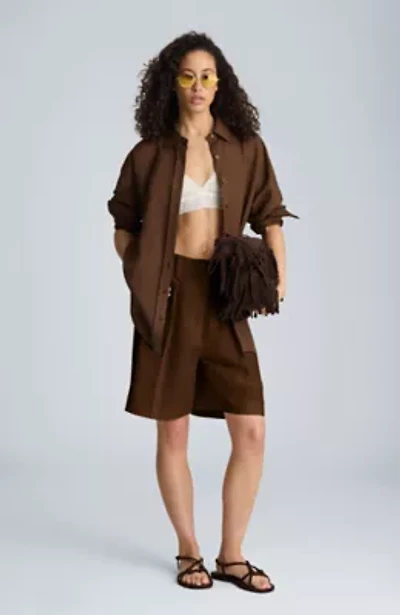 Fly Front High Rise Pleated Bermuda Short